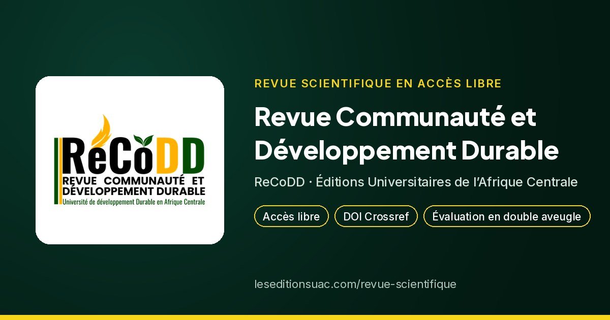 Publication du Volume 1, Numéro 3 de la ReCoDD